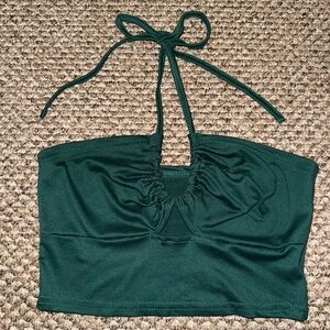 Dark Green Halter Crop Top